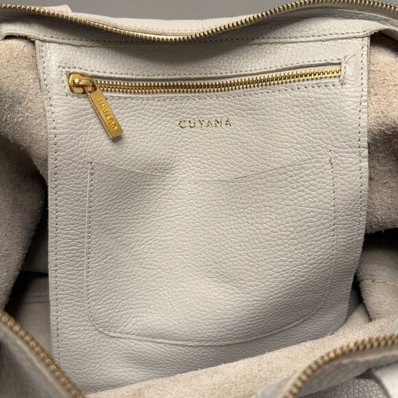 Cuyana Classic Easy Zipper Tote Light Blue Pebbled Leather Bag 2020s - Picture 7 of 15